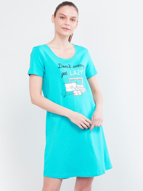 

max Blue & Off-White Printed Nightdress