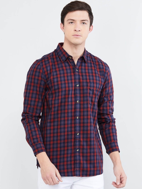 

max Men Red & Blue Regular Fit Checked Casual Shirt
