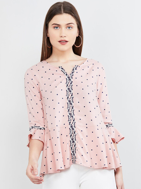 

max Women Pink Printed A-Line Top