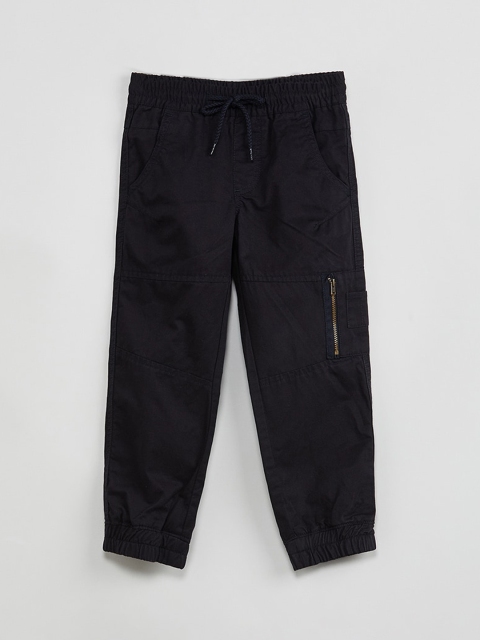 

max Boys Navy Blue Solid Slim-Fit Joggers