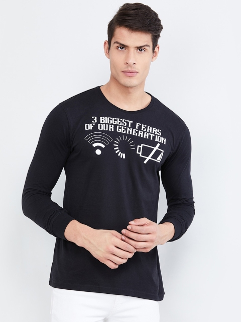 

max Men Black Printed Polo Collar T-shirt