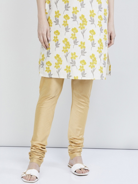 

max Women Gold-Coloured Solid Slim-Fit Churidar