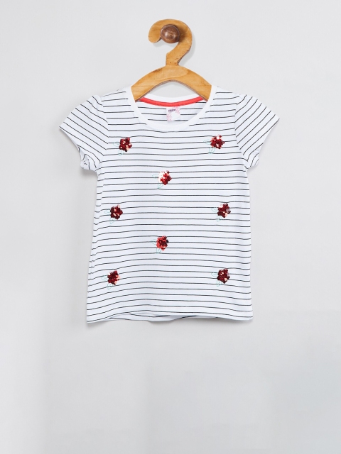 

max Girls White & Black Striped Knitted Top