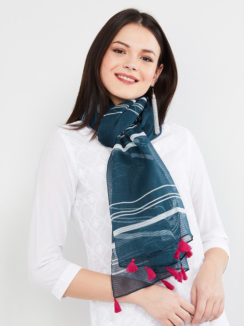 

max Women Blue Self Design Scarf