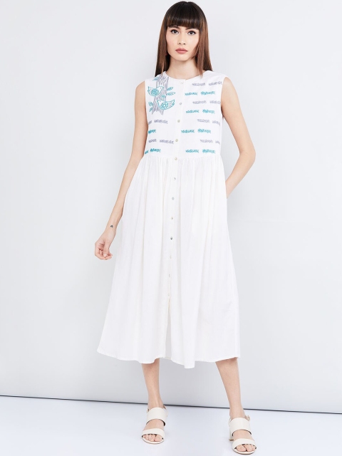 

max Women Off-White Printed A-Line Dress