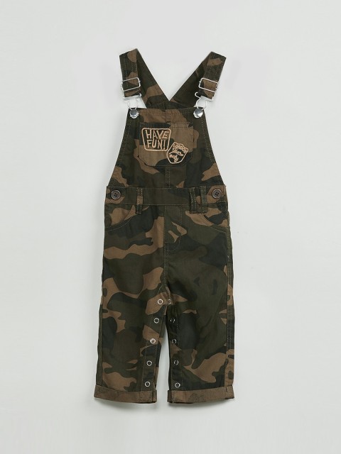 

max Infant Boys Olive Green & Brown Printed Dungaree
