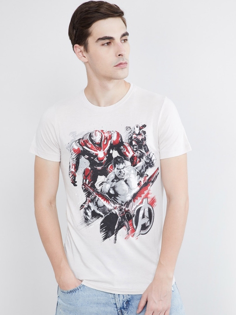 

max Men Off-White Avengers Printed Round Neck T-shirt