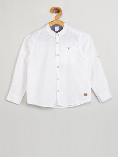 

max Boys White Regular Fit Solid Casual Shirt