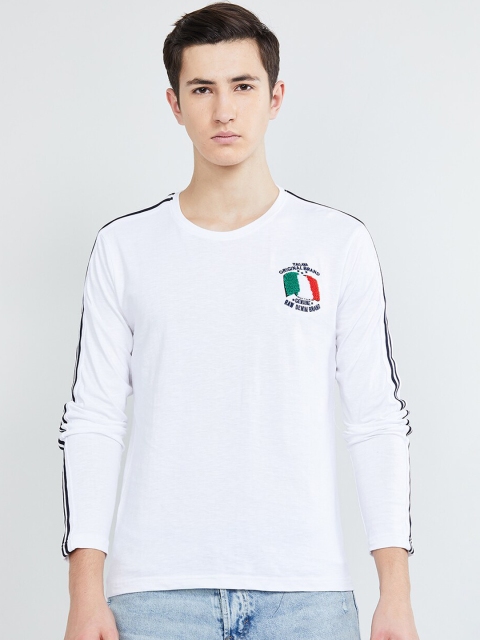 

max Men White Solid Round Neck T-shirt