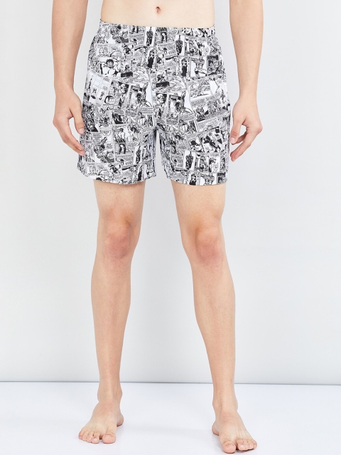 

max Men White & Black Printed Boxers SIWBBSP20009WHITE
