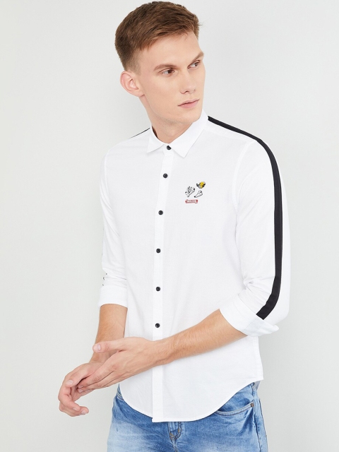 

max Men White Slim Fit Solid Casual Shirt