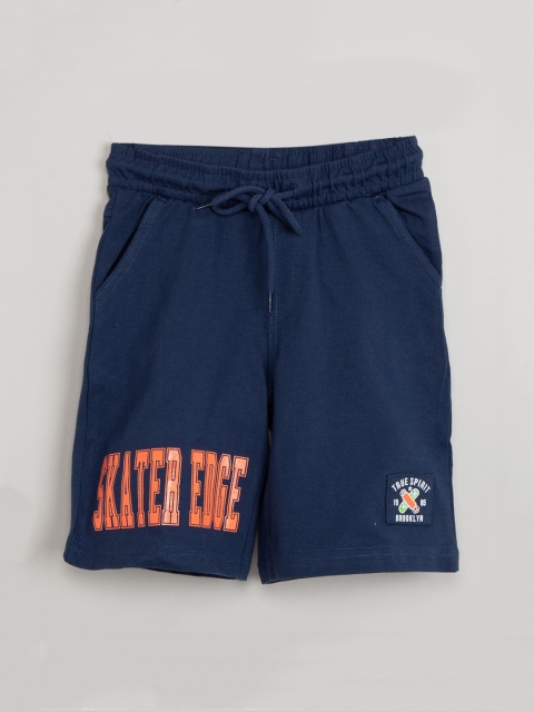 

max Boys Navy Blue & Orange Printed Regular Shorts