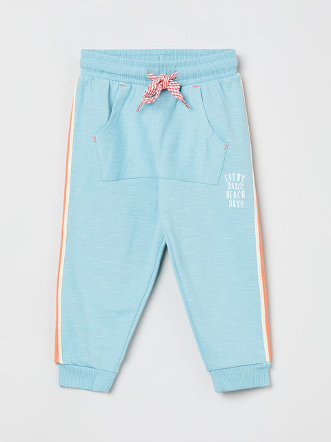 

max Boys Blue & Orange-Colored Colourblocked Slim-Fit Joggers