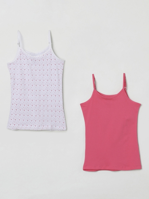 

max Girls Pack Of 2 White & Pink Camisoles