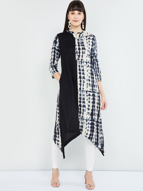 

max Women Black Printed Straight Kurta