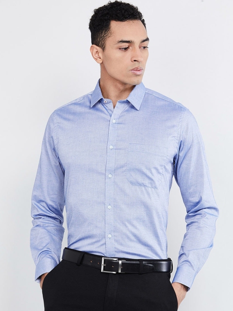 

max Men Blue Slim Fit Solid Formal Shirt