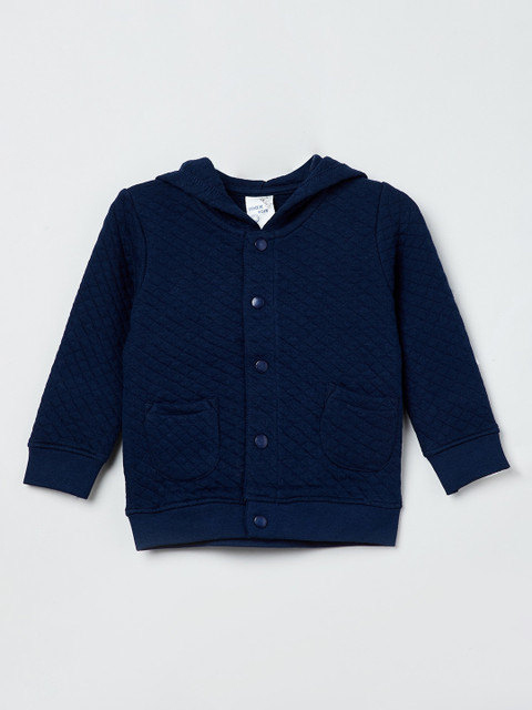 

max Boys Navy Blue Solid Hooded Sweatshirt