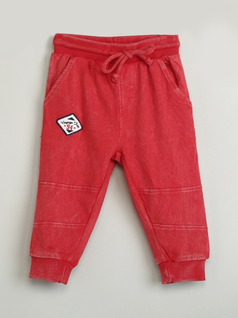 

max Boys Red Solid Slim-Fit Joggers