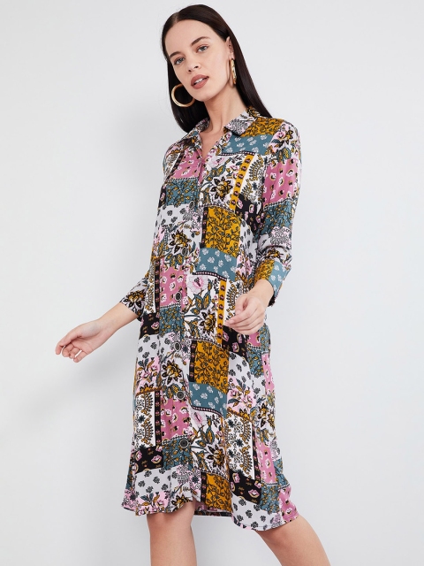 

max Women Multicoloured Printed Shirt Dress, Multi