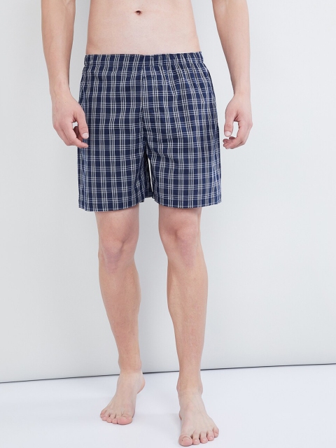 

max Men Blue & White Checked Boxers PNRSP19BX06WHITE