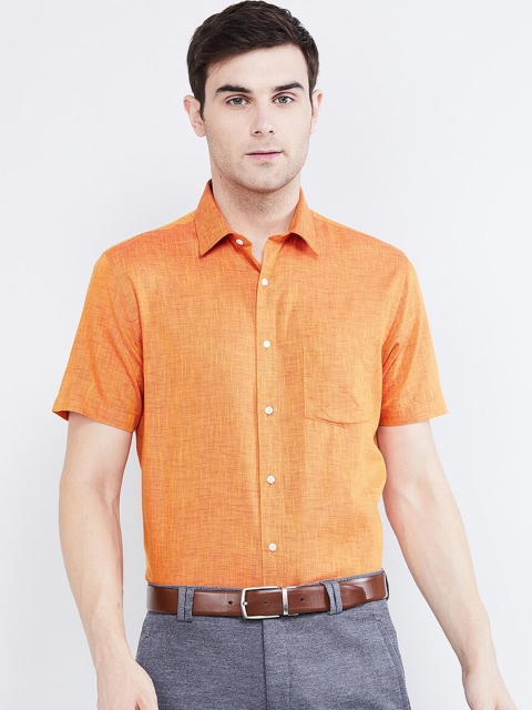 

max Men Orange Regular Fit Solid Semiformal Shirt