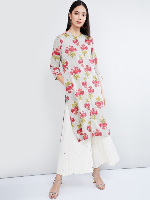 

max Women Off-White Printed Straight Kurta