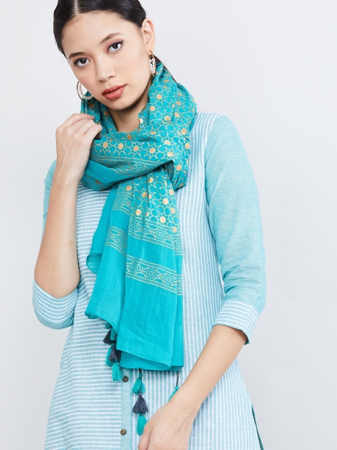

max Blue Printed Dupatta