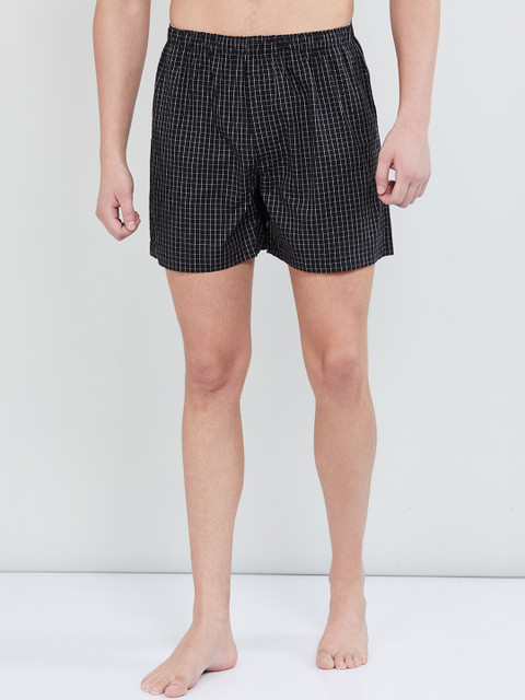 

max Men Black & White Checked Boxers PNRPA19BX05