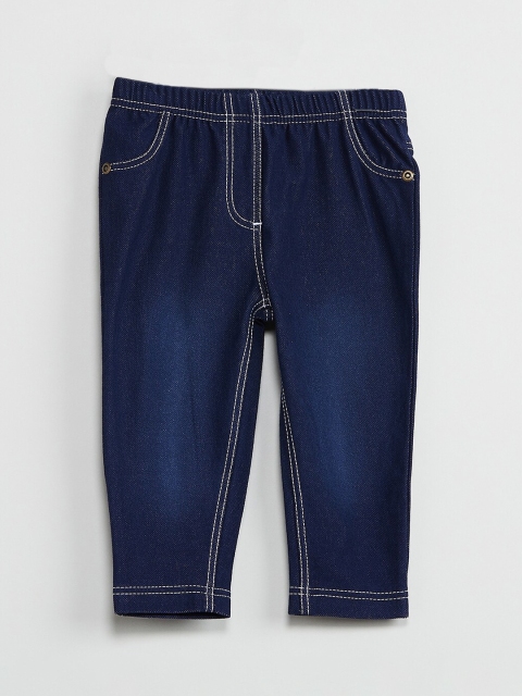 

max Girls Navy Blue Solid Denim Jeggings