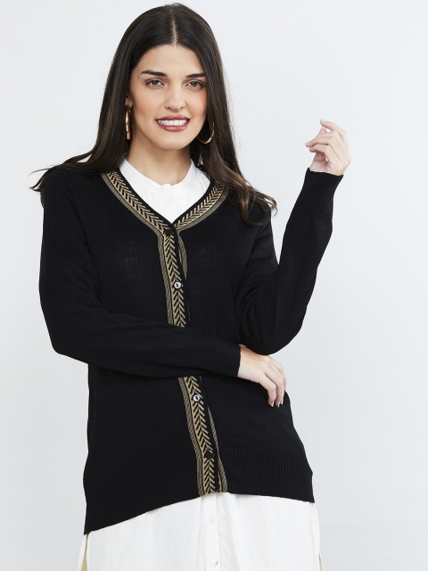 

max Women Black Solid Cardigan Sweater