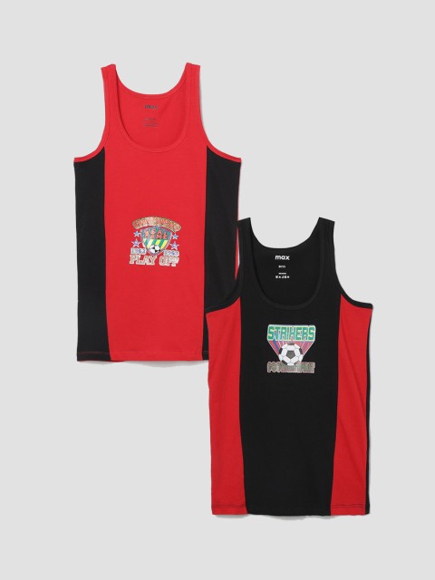 

max Boys Pack Of 2 Colourblocked Basic Innerwear Vests NOS19MFIN06MULTI, Red