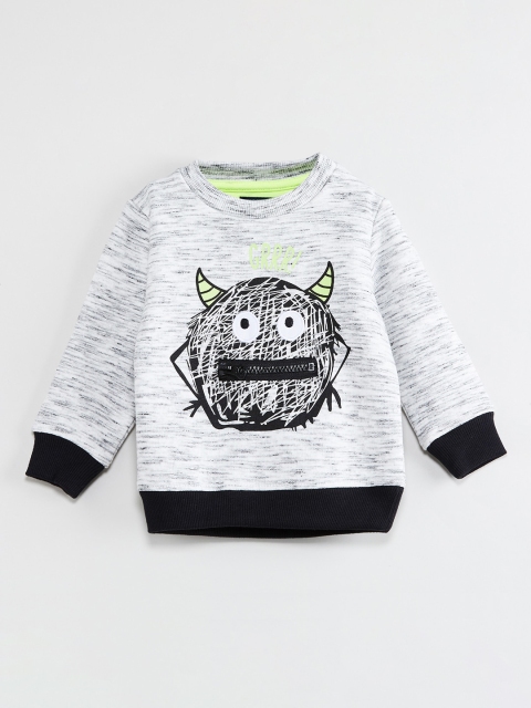

max Boys Grey & Beige Printed Sweatshirt