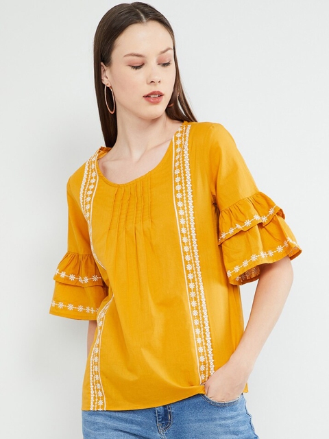 

max Women Mustard Yellow Solid Top