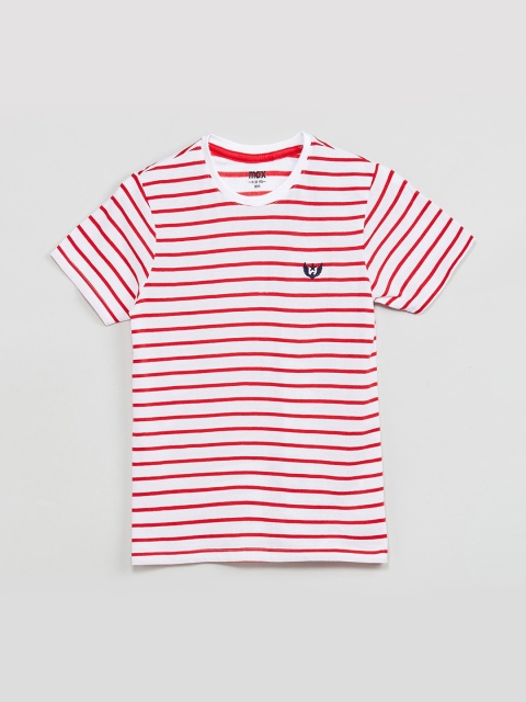 

max Boys Off-White Striped Round Neck T-shirt