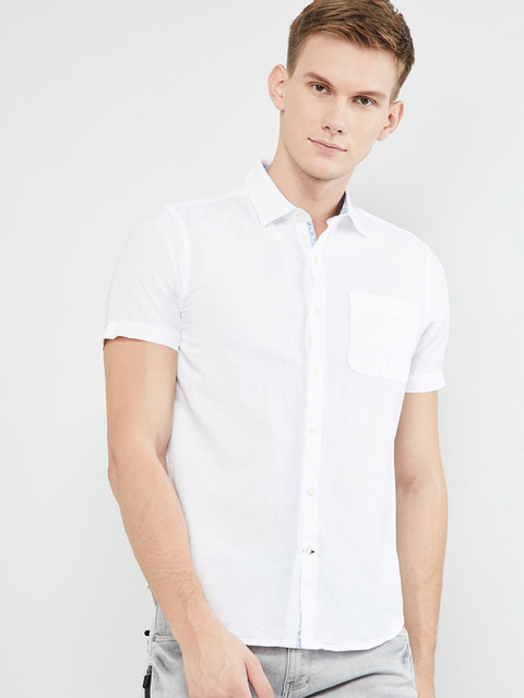 

max Men White Regular Fit Solid Casual Shirt