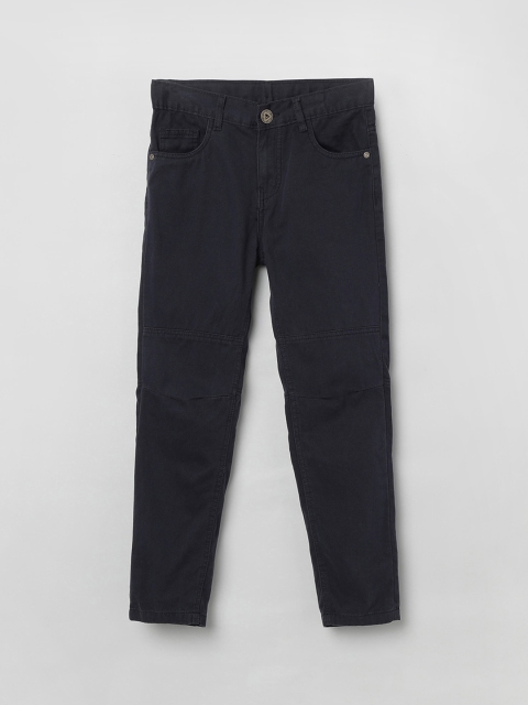 

max Boys Navy Blue Regular Fit Solid Regular Trousers