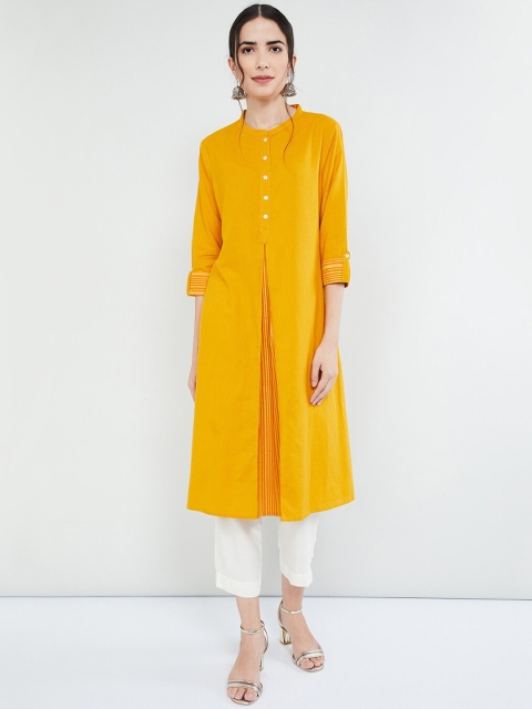 

max Women Yellow Solid A-Line Kurta