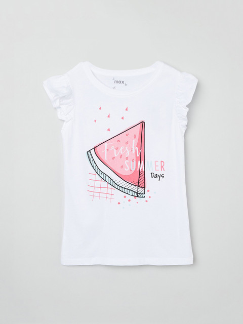 

max Girls White Printed Top