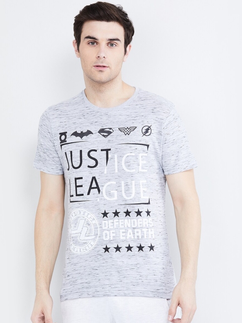 

max Men Grey Printed Round Neck T-shirt