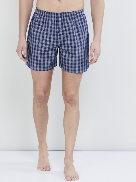 

max Men Blue & White Checked Boxers VKMPA19BX02BLUE
