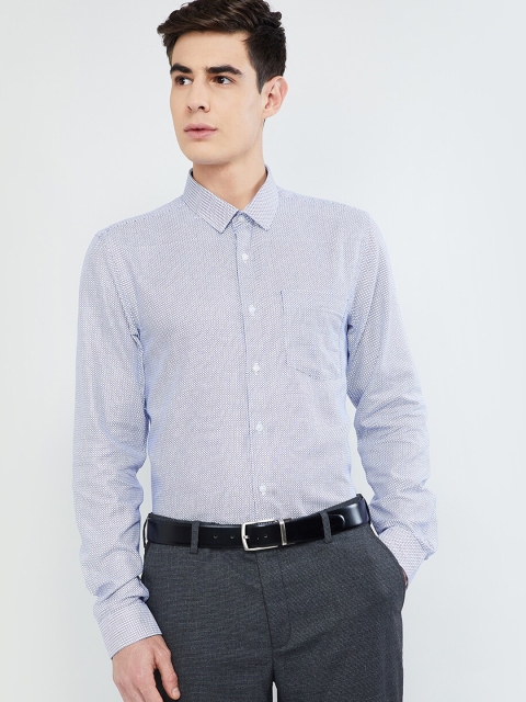 

max Men Blue Slim Fit Checked Formal Shirt