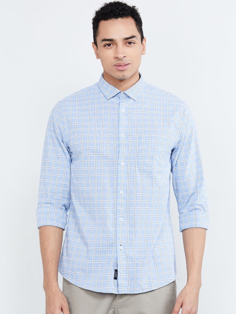 

max Men Blue & White Regular Fit Checked Casual Shirt