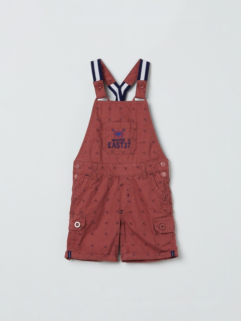 

max Boys Rust Red Printed Dungarees