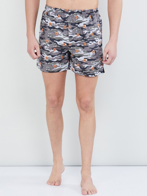

max Men Grey & Black Camouflage Printed Boxers BGSU19BX05WHITE