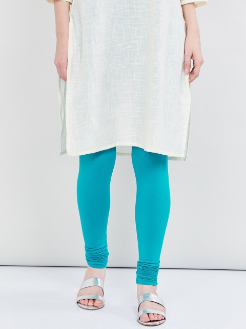 

MAX Women Blue Solid Knitted Churidar