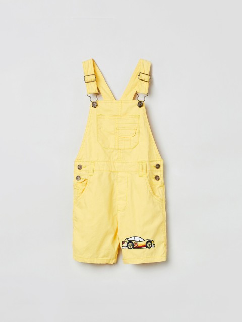 

max Boys Yellow Solid Corduroy Texture Dungarees