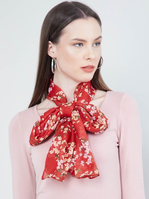 

max Women Red & Off-White Floral Printed Scarf