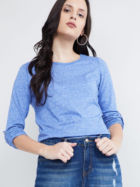 

max Women Blue Solid Top