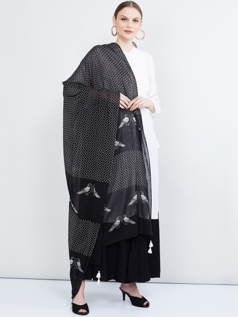 

max Black Printed Dupatta