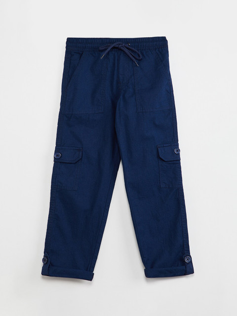 

max Boys Navy Blue Regular Fit Solid Cargos